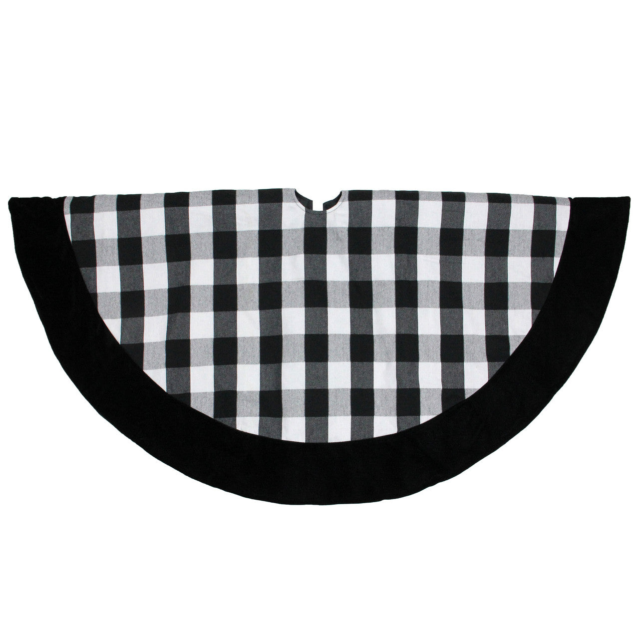 48" Black and White Plaid Round Christmas Tree Skirt