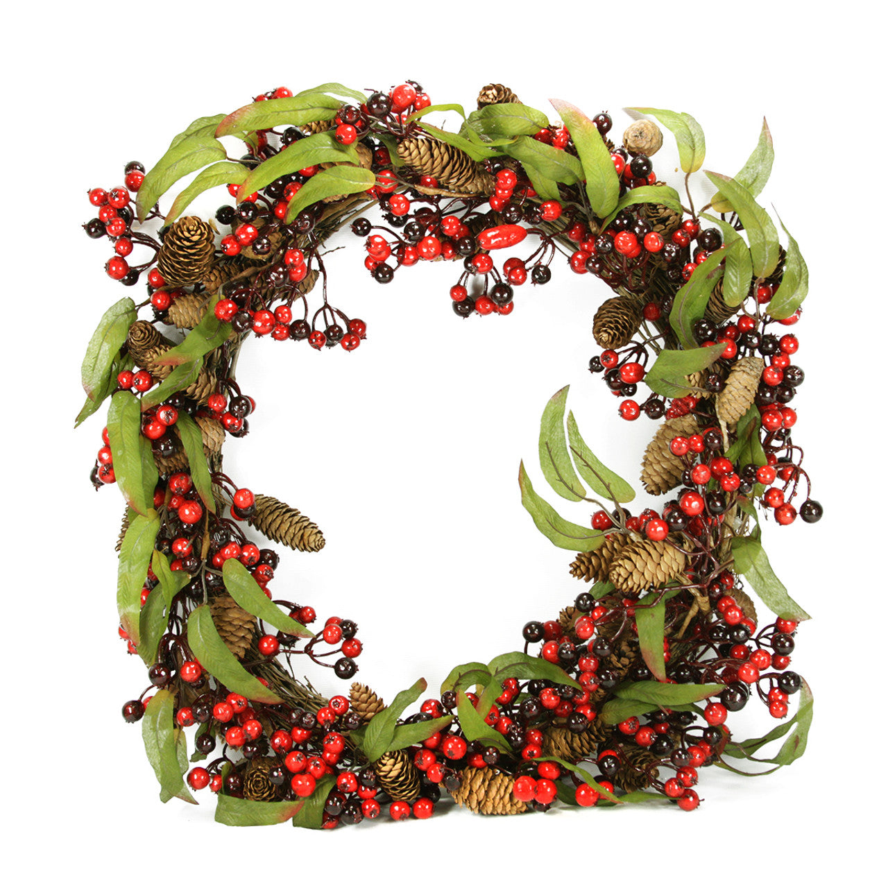 Red Berry and Pine Cone Artificial Christmas Wreath - 24-Inch, Unlit