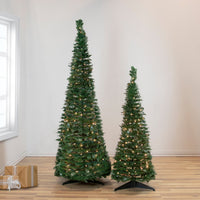 4' Pre-Lit Green Tinsel Pop-Up Artificial Christmas Tree, Clear Lights