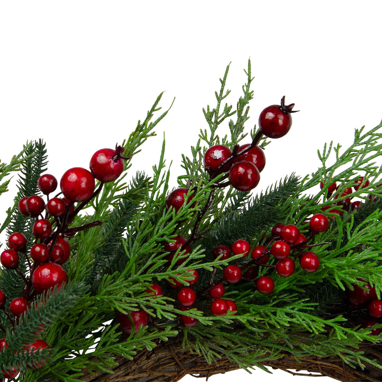 Mixed Pine and Berries Artificial Christmas Wreath - 26 inch, Unlit