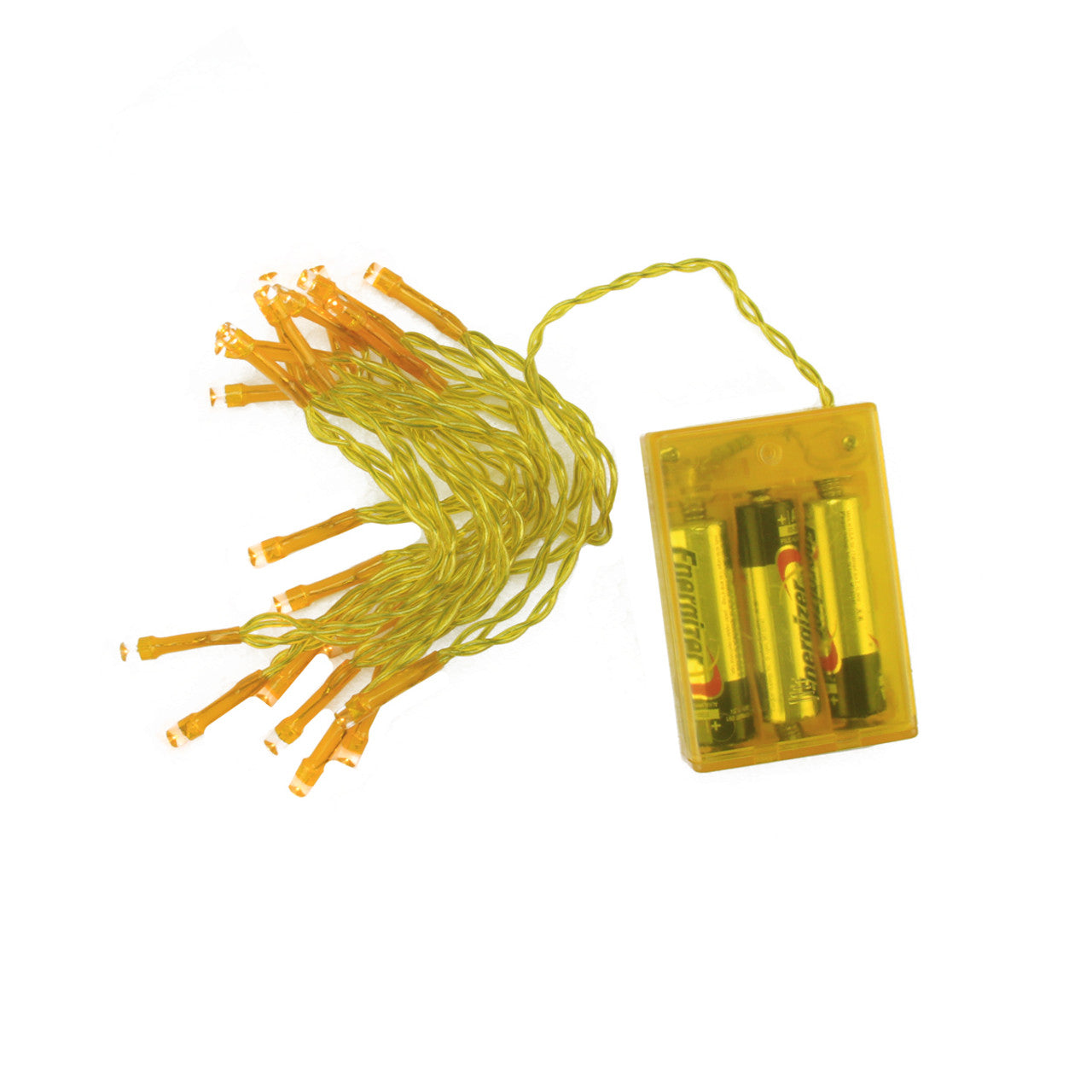 20 Amber Battery Operated Wide Angle Christmas Lights - 6.4 ft Yellow Wire