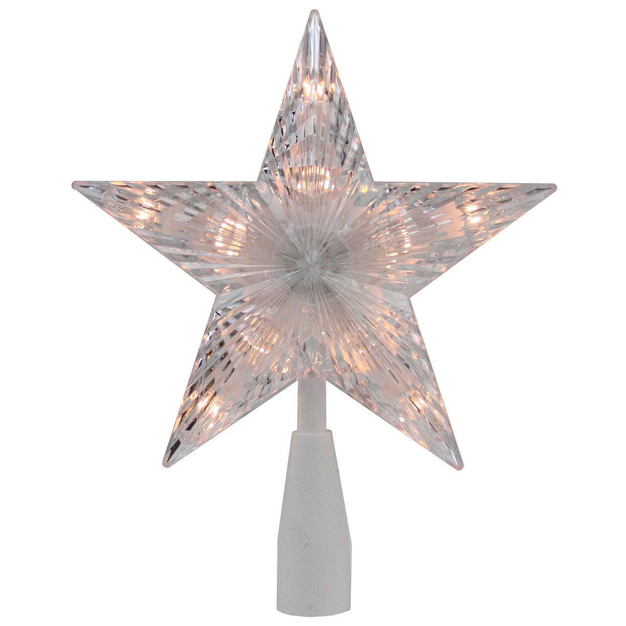 7.25" Clear and White 5-Point Star Traditional Christmas Tree Topper - Clear Lights