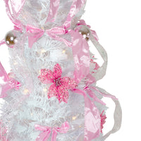 6' Pre-Lit White and Pink Pre-Decorated Pop-Up Artificial Christmas Tree