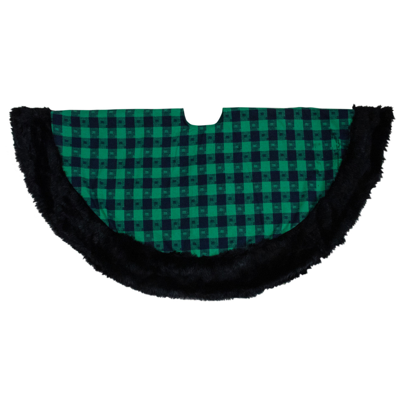 48" Green and Black Plaid Christmas Tree Skirt