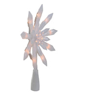 9-Inch Lighted White Snowflake Christmas Tree Topper - Clear Lights