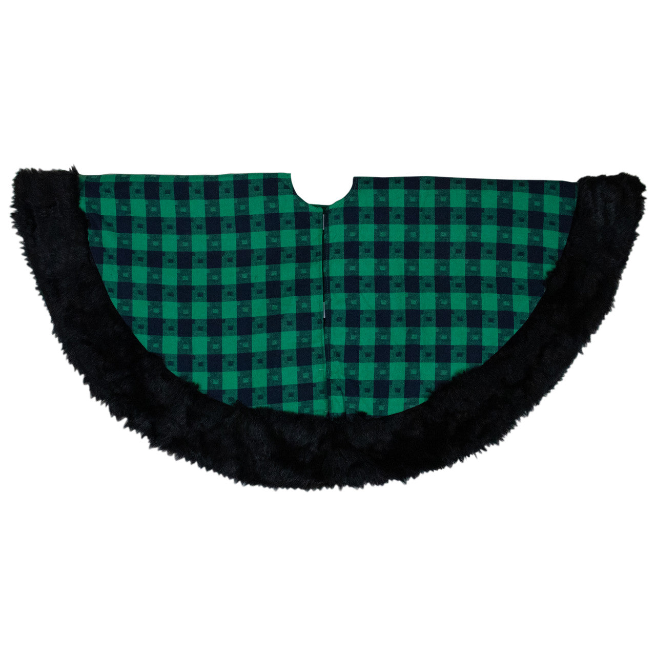 48" Green and Black Plaid Christmas Tree Skirt