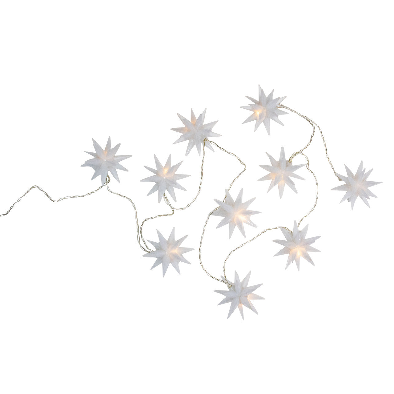 10-Count LED White Star Christmas Fairy Lights, 5.25ft, Copper Wire