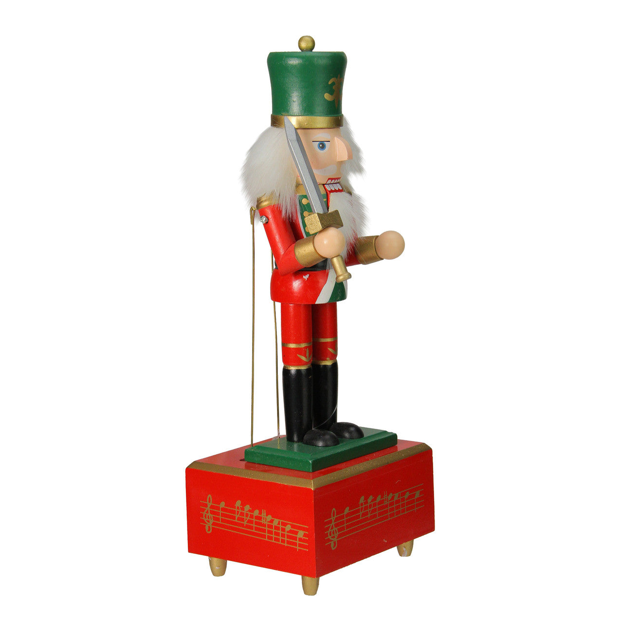 12" Red and Green Musical and Animated Guard Christmas Nutcracker