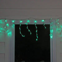 Thumbnail for 70 Green LED Wide Angle Icicle Christmas Lights - 5.25 ft White Wire