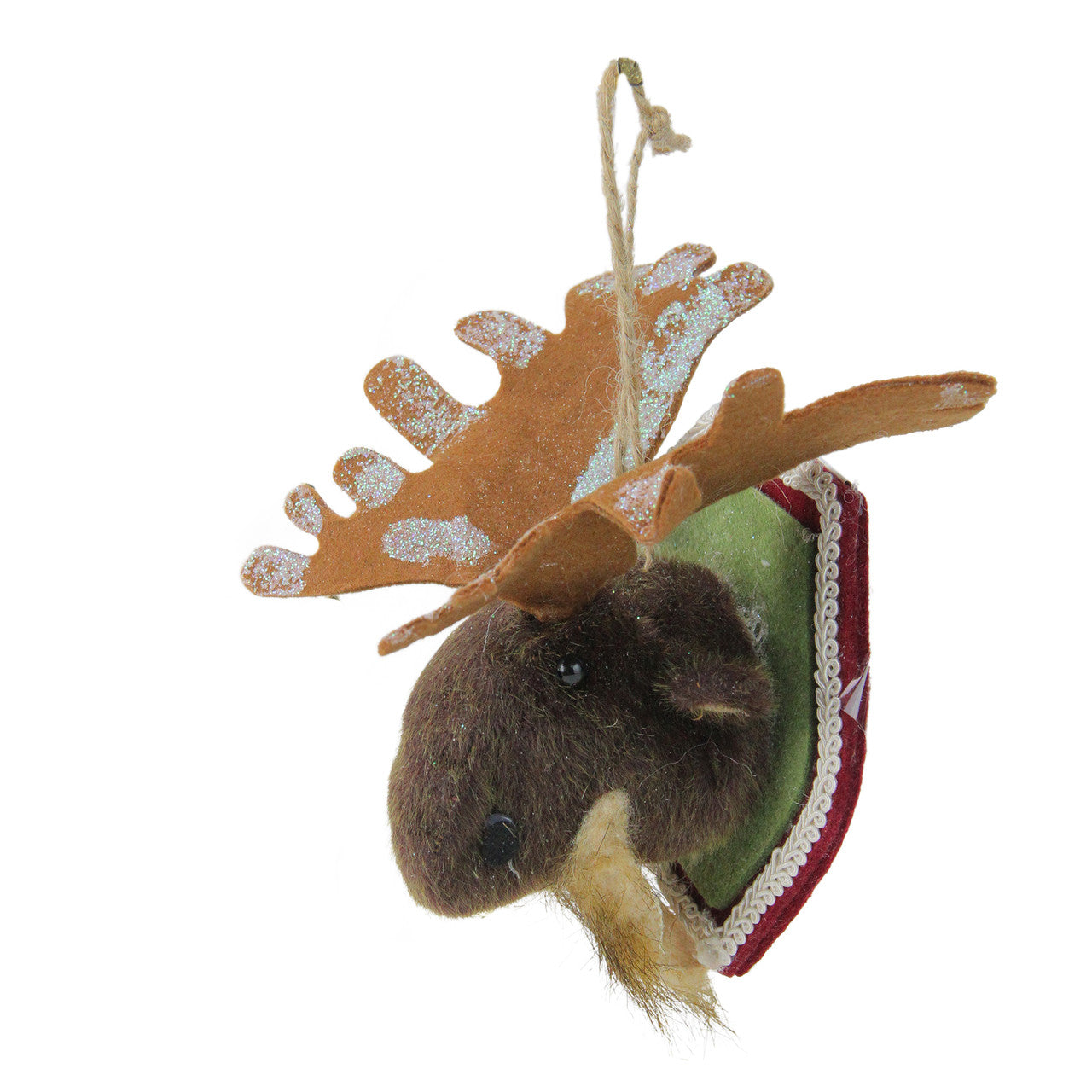 7" Gray and Beige Stuffed Moose Head Plaque Christmas Ornament