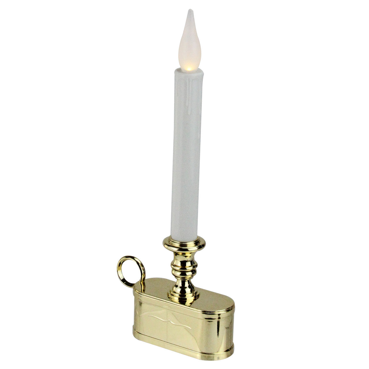 11" Battery Operated White and Gold LED Christmas Candle Lamp with Toned Base