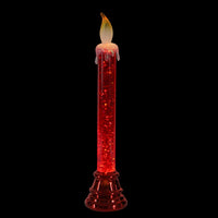 Thumbnail for Red LED Glittered Flameless Christmas Candle Lamp - 9.25 Inch