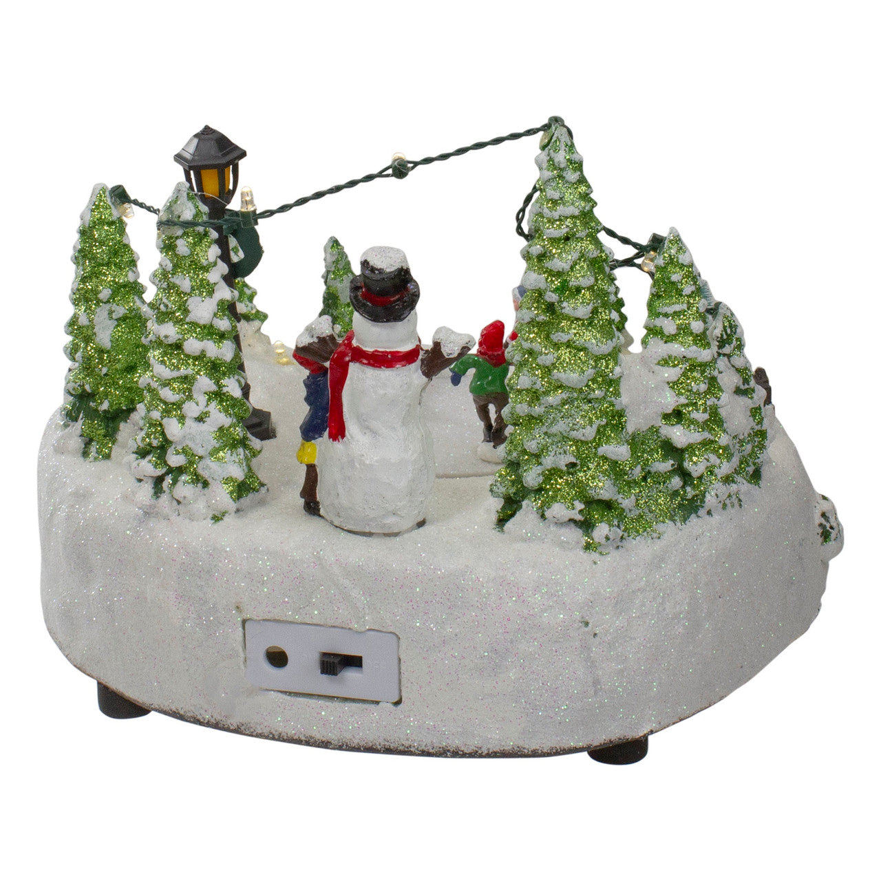 9" Lighted Christmas Scene with Moving Skaters and a Snowman