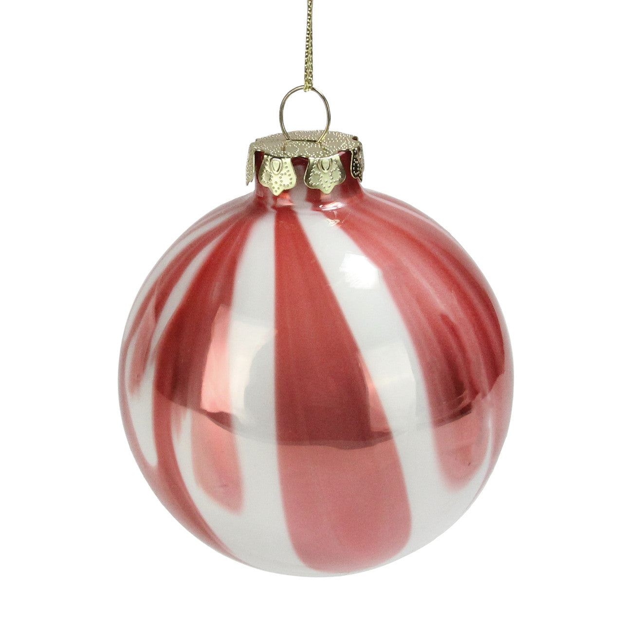 Pink and White Marbled Glass Ball Christmas Ornament 3" (75mm)