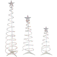 Set of 3 Lighted Multi-Color Spiral Christmas Trees - 3', 4', and 6'