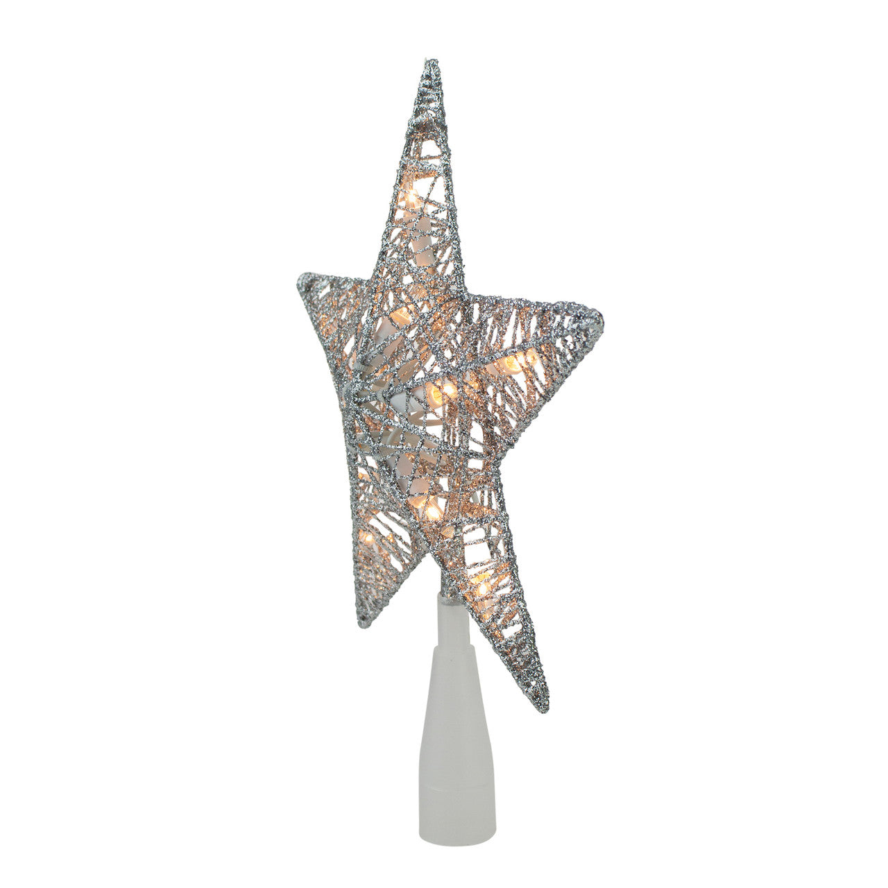 9.5" Lighted Silver Star Christmas Tree Topper - Clear Lights