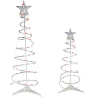 Set of 2 Lighted Multi-Color Outdoor Spiral Christmas Cone Trees 4', 6'