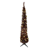 6' Pre-Lit Brown Pre-Decorated Pop-Up Artificial Christmas Tree