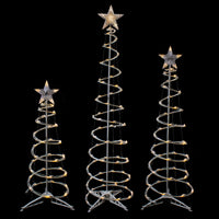 Set of 3 LED Lighted Warm White Outdoor Spiral Christmas Cone Trees 3', 4', and 6'