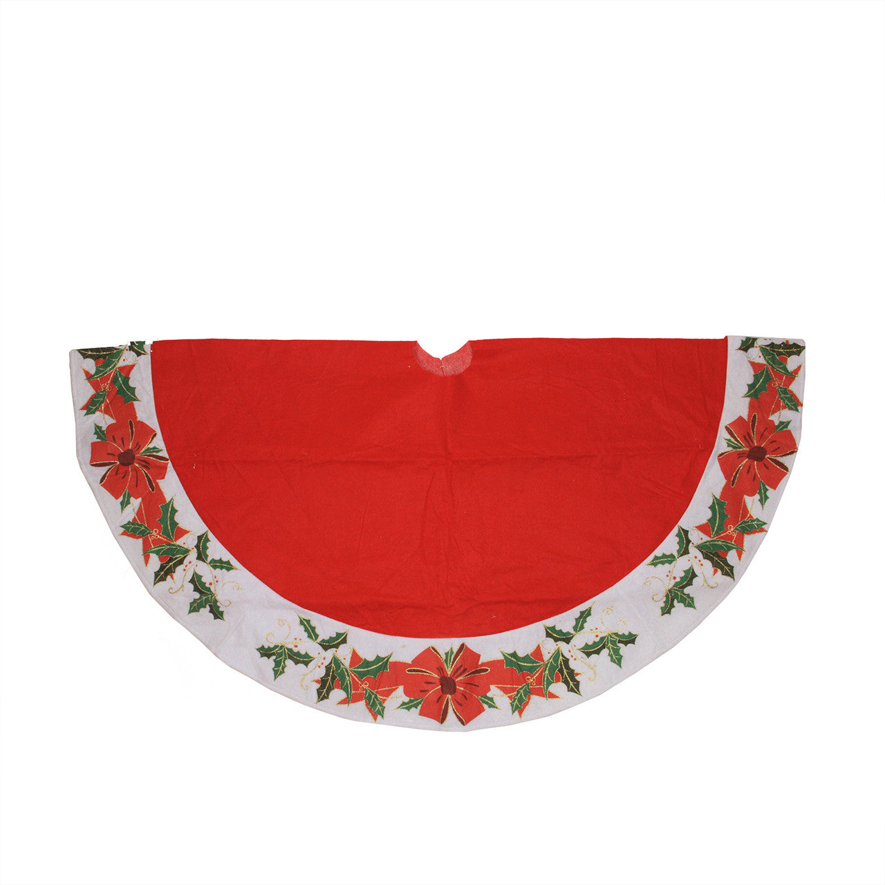 48" Christmas Traditions Red with White Mistletoe Border Christmas Tree Skirt