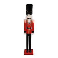 5' Commercial Size Wooden Red and Black Christmas Nutcracker Soldier