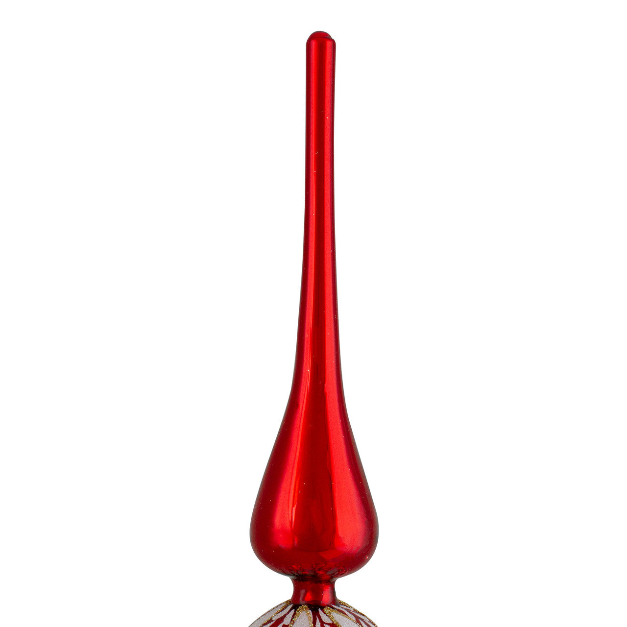 14.75" Red and White Glass Finial Christmas Tree Topper