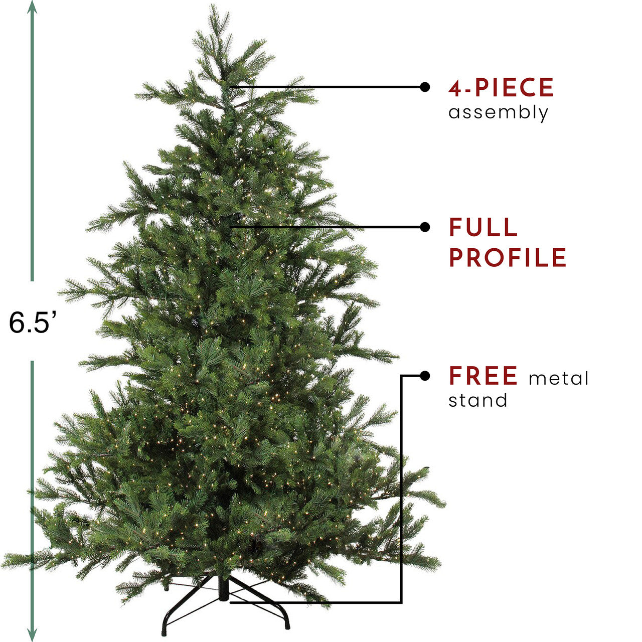 6.5' Pre-Lit Full Oregon Noble Fir Artificial Christmas Tree - Warm White LED Lights