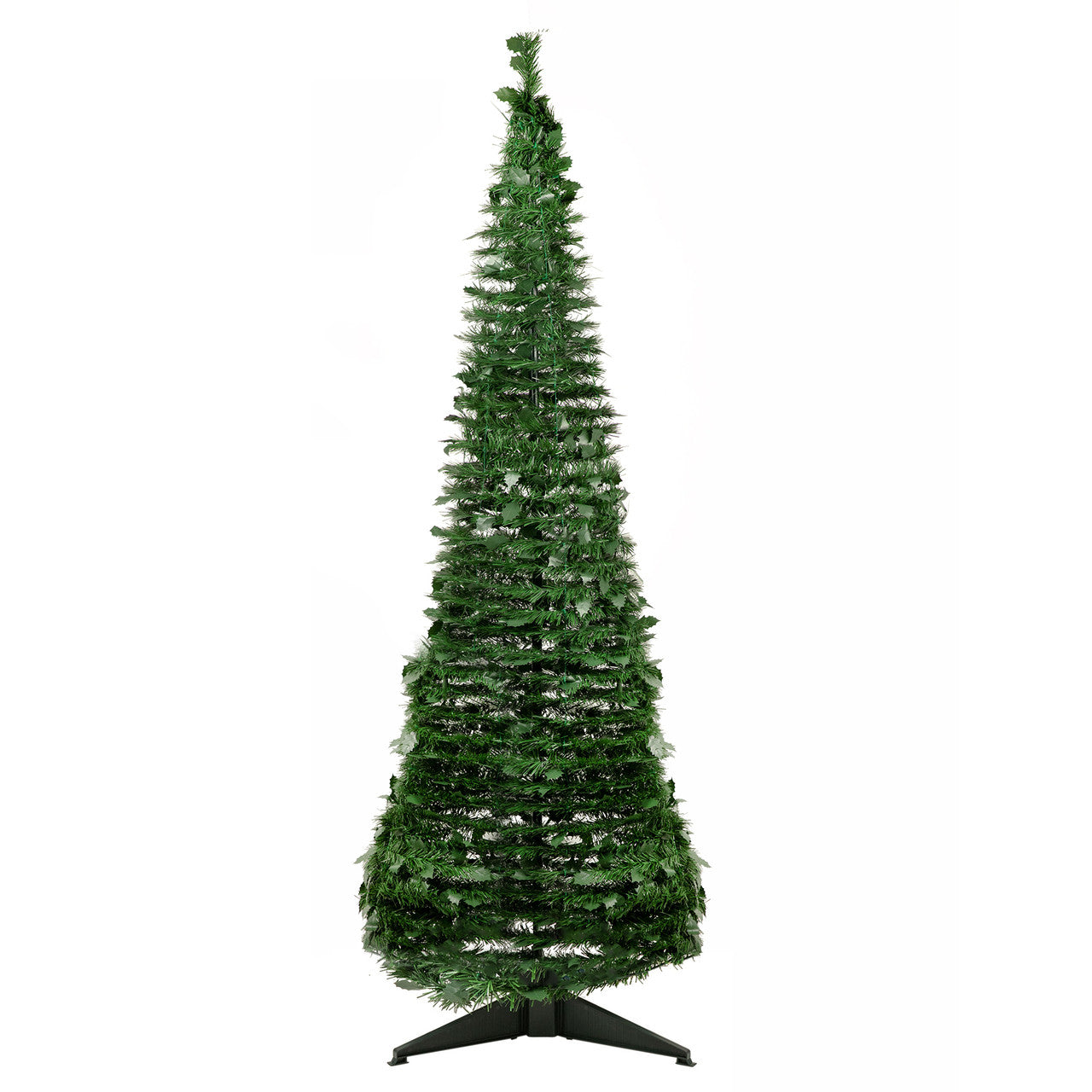 6' Green Tinsel Pop-Up Artificial Christmas Tree, Unlit