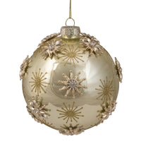 Thumbnail for Shiny Gold Starburst Glass Christmas Ball Ornament 4.5