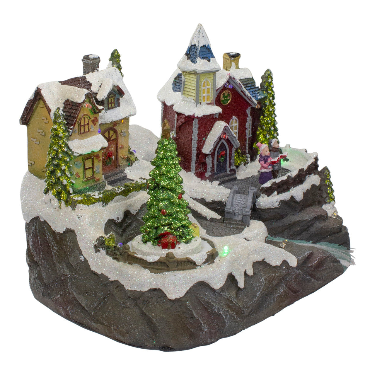 9" Lighted and Animated Christmas Village Scene with a Moving Christmas Tree