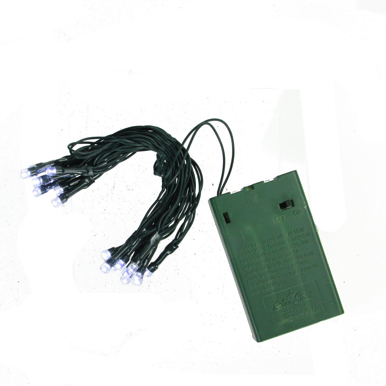 20 Battery Operated White LED Christmas Lights - 6.25 ft Green Wire