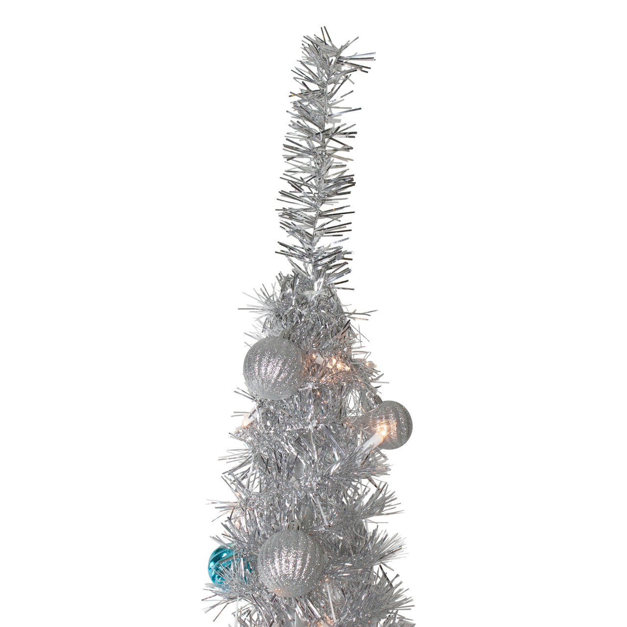 6' Pre-Lit Silver and Blue Pre-Decorated Pop-Up Artificial Christmas Tree