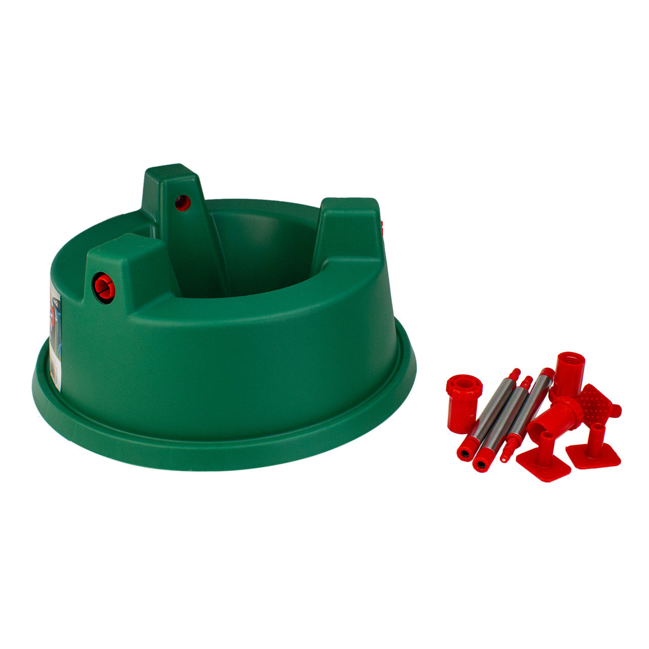 13" Wide Mouth Green and Red Watering Christmas Tree Stand - Trees Up To 7ft