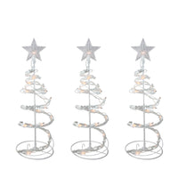 Set of 3 White Clear Lighted Spiral Cone Walkway Christmas Trees Outdoor Decor 18