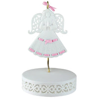 Pink Ribbon Porcelain Angel Ornament With Hanger and Base #46721G