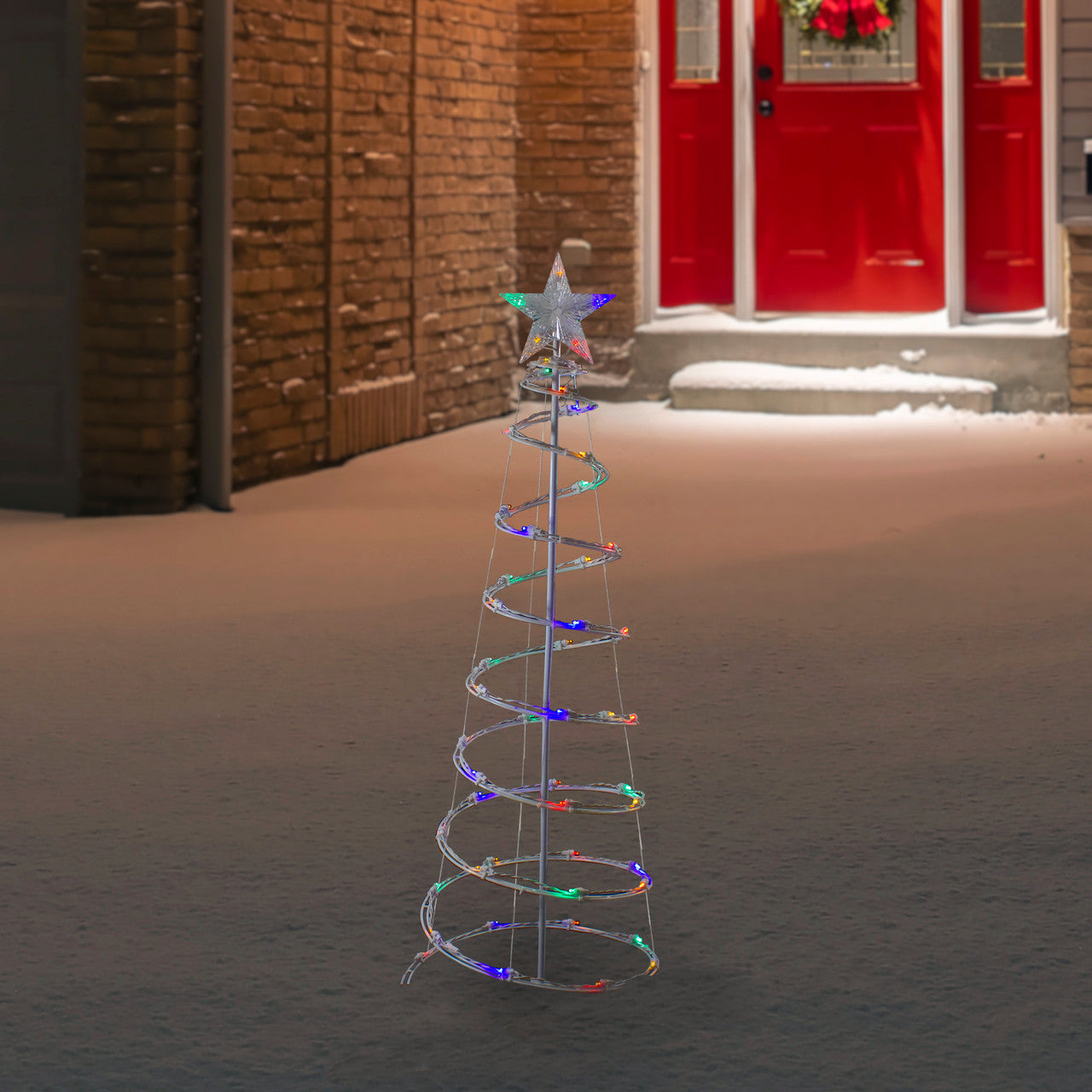 4ft LED Lighted Spiral Cone Tree Outdoor Christmas Decoration, Multi Lights