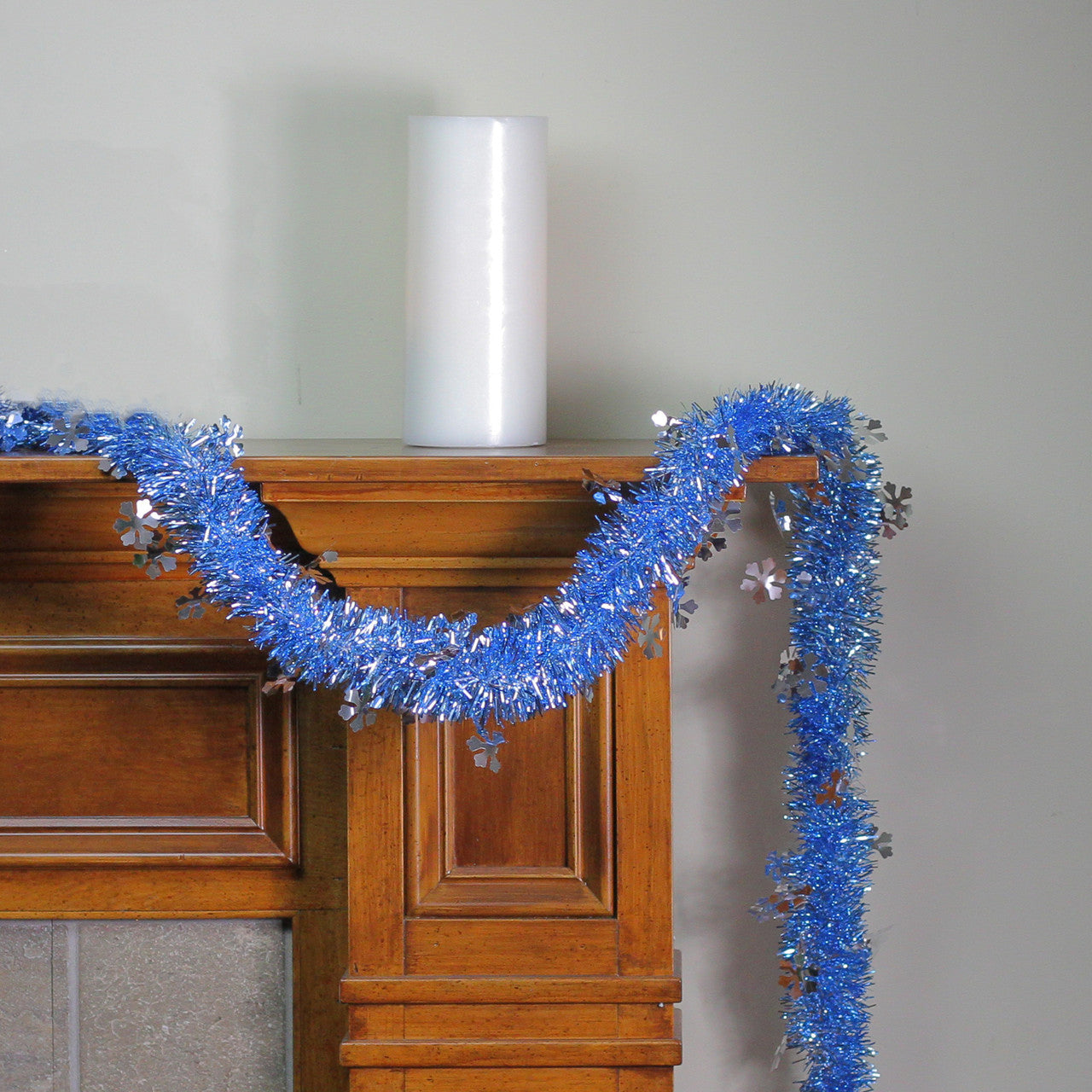 12' x 2.75" Blue and Silver Snowflakes Christmas Tinsel Garland - Unlit