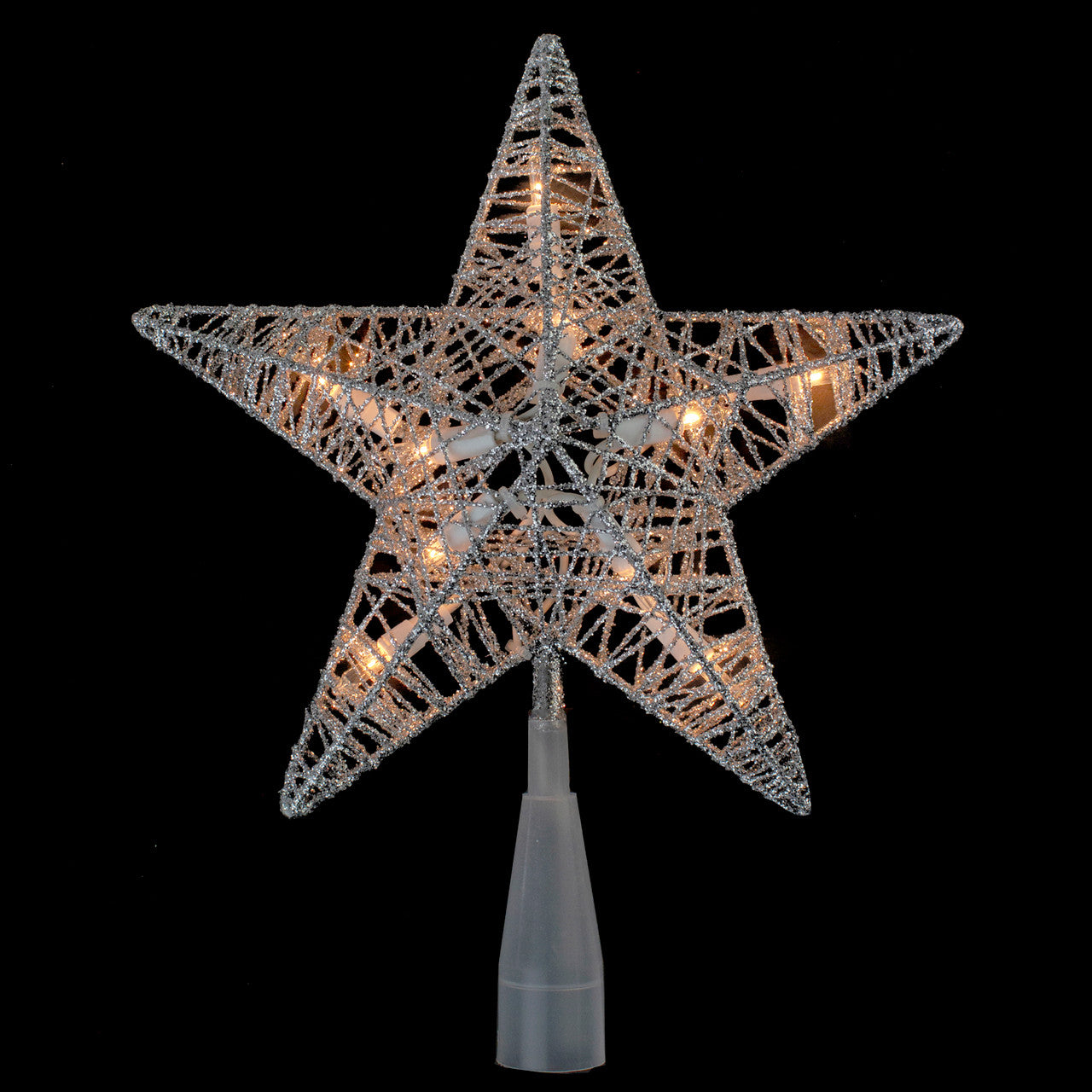 9.5" Lighted Silver Star Christmas Tree Topper - Clear Lights