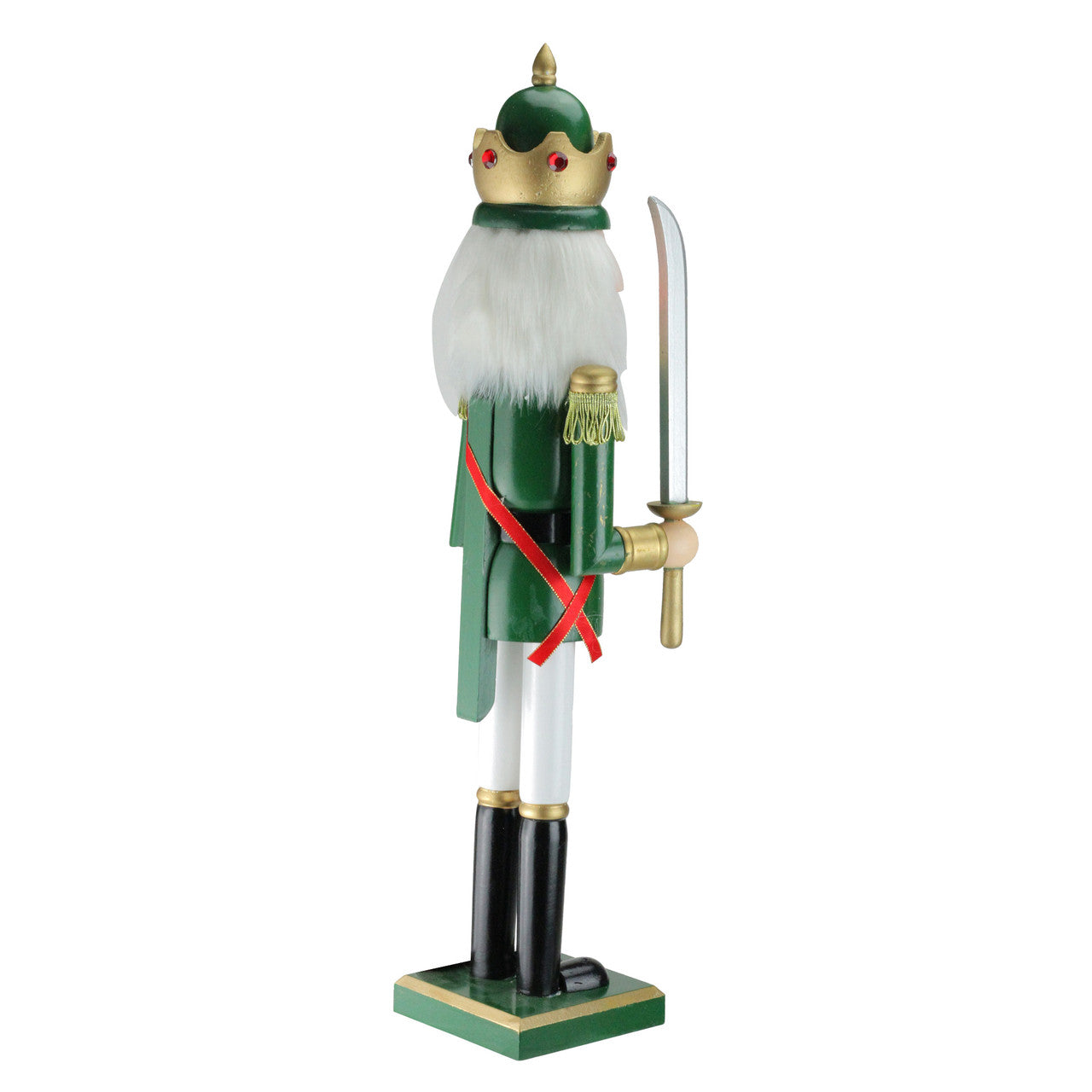 24" Green and Gold Christmas Nutcracker King with Sword