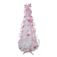 6' Pre-Lit White and Pink Pre-Decorated Pop-Up Artificial Christmas Tree