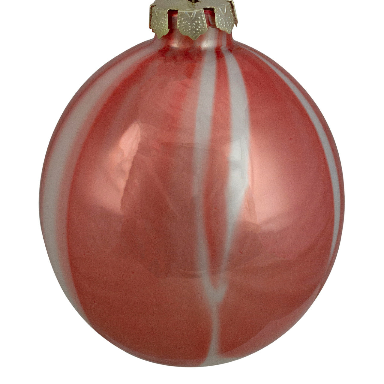 4" Red and White Marbled Glass Christmas Ornament