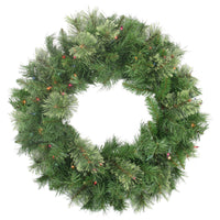 Pre-Lit Mixed Cashmere Pine Artificial Christmas Wreath - 24-Inch, Multi Lights