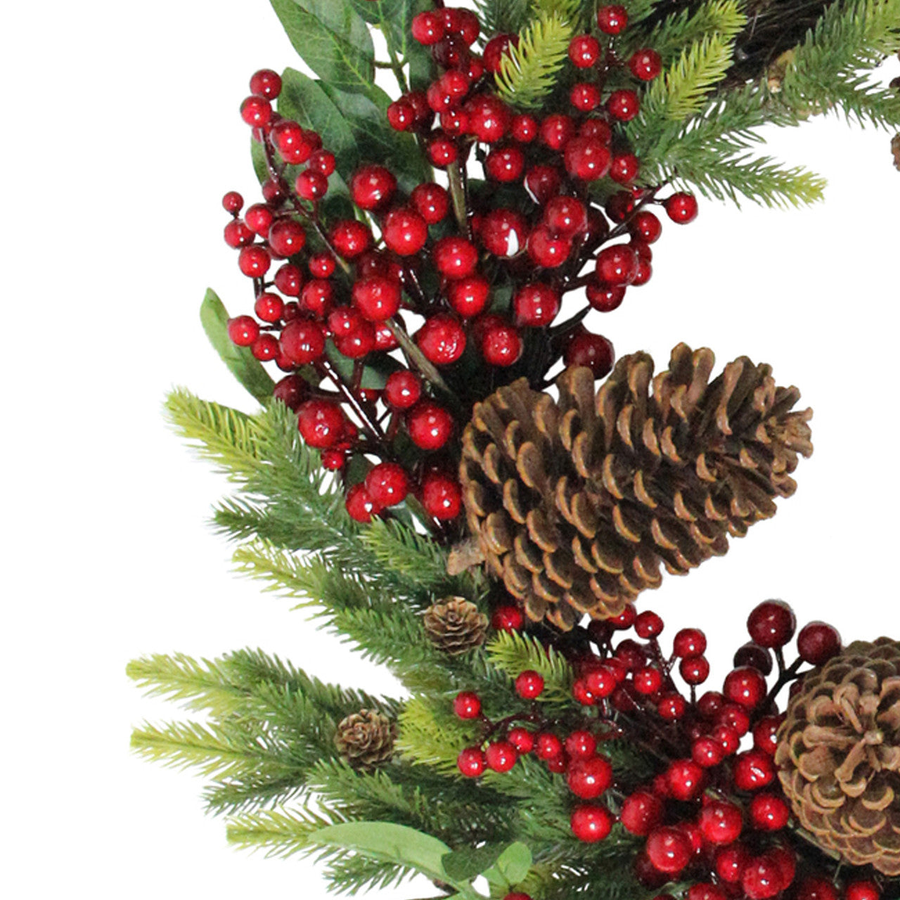 Pine Cone and Berry Artificial Christmas Wreath, 22-Inch, Unlit