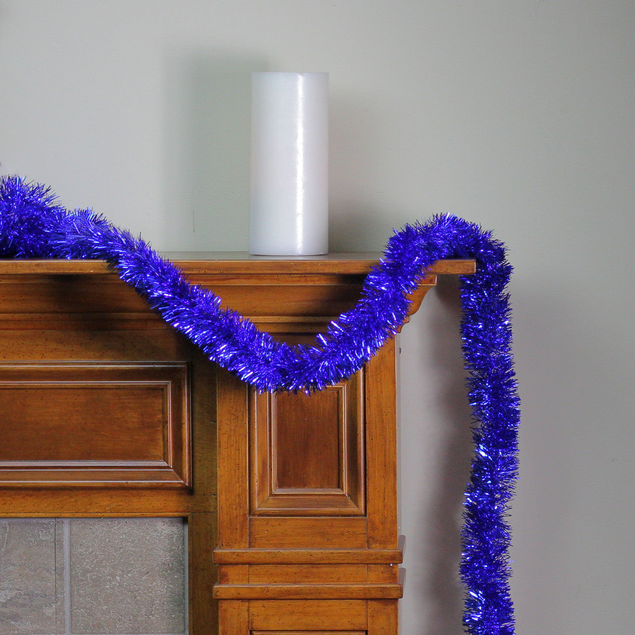 12' x 2.5" Traditional Tinsel Lavish Blue Artificial Christmas Garland - Unlit