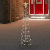 6ft LED Lighted Spiral Cone Tree Outdoor Christmas Decoration, Warm White Lights