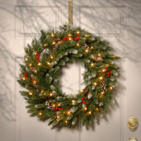 Thumbnail for 24” Frosted Berry Christmas Wreath - Clear Lights