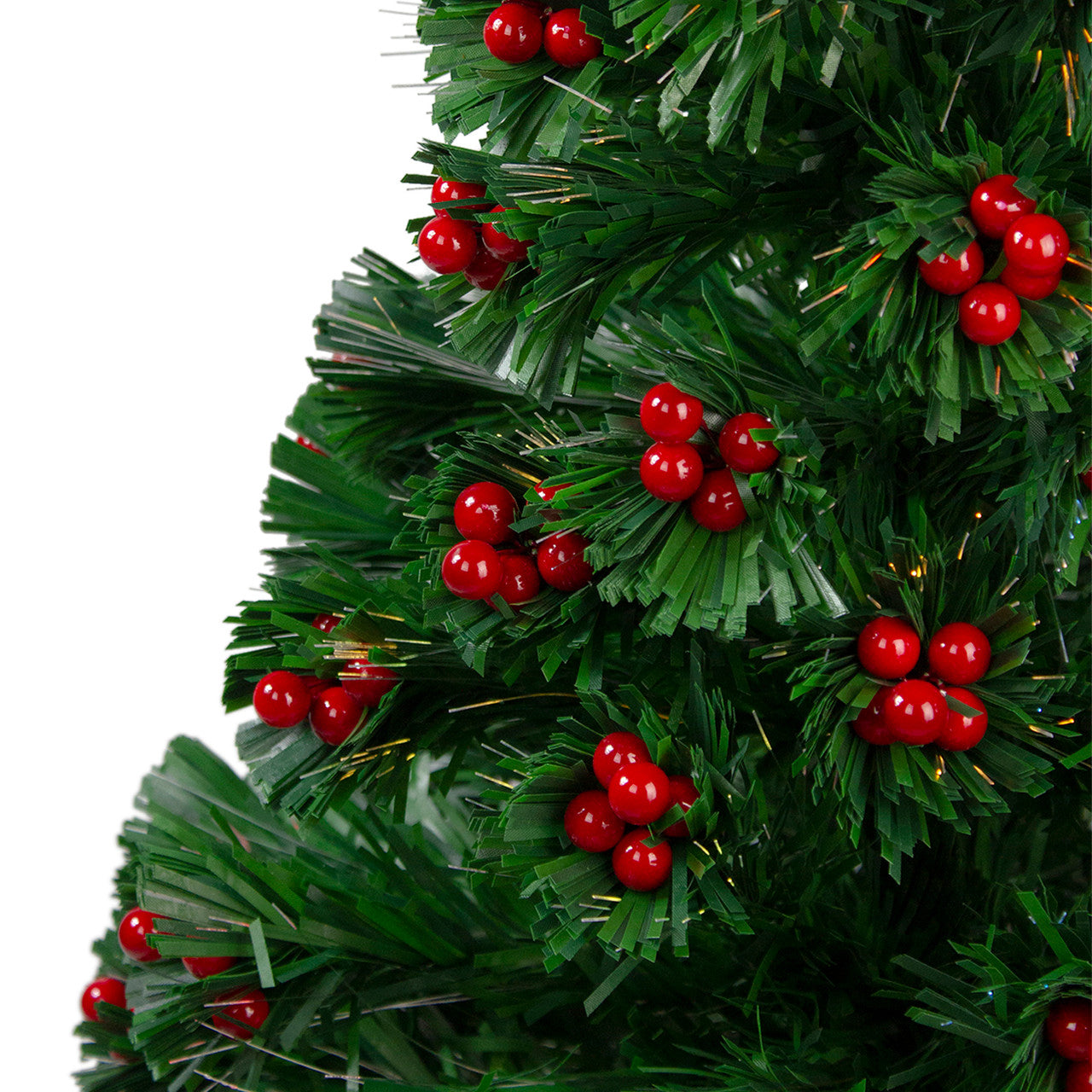 3' Pre-Lit Color Changing Fiber Optic Christmas Tree with Red Berries