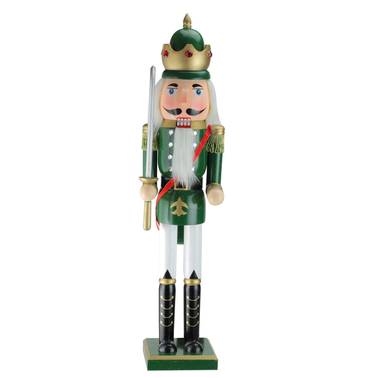 24" Green and Gold Christmas Nutcracker King with Sword