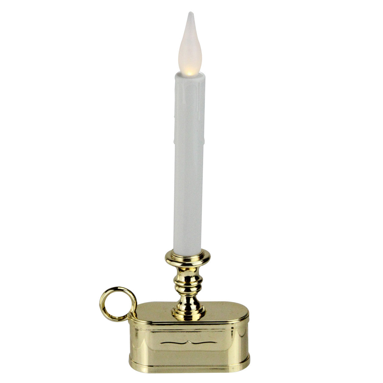 11" Battery Operated White and Gold LED Christmas Candle Lamp with Toned Base