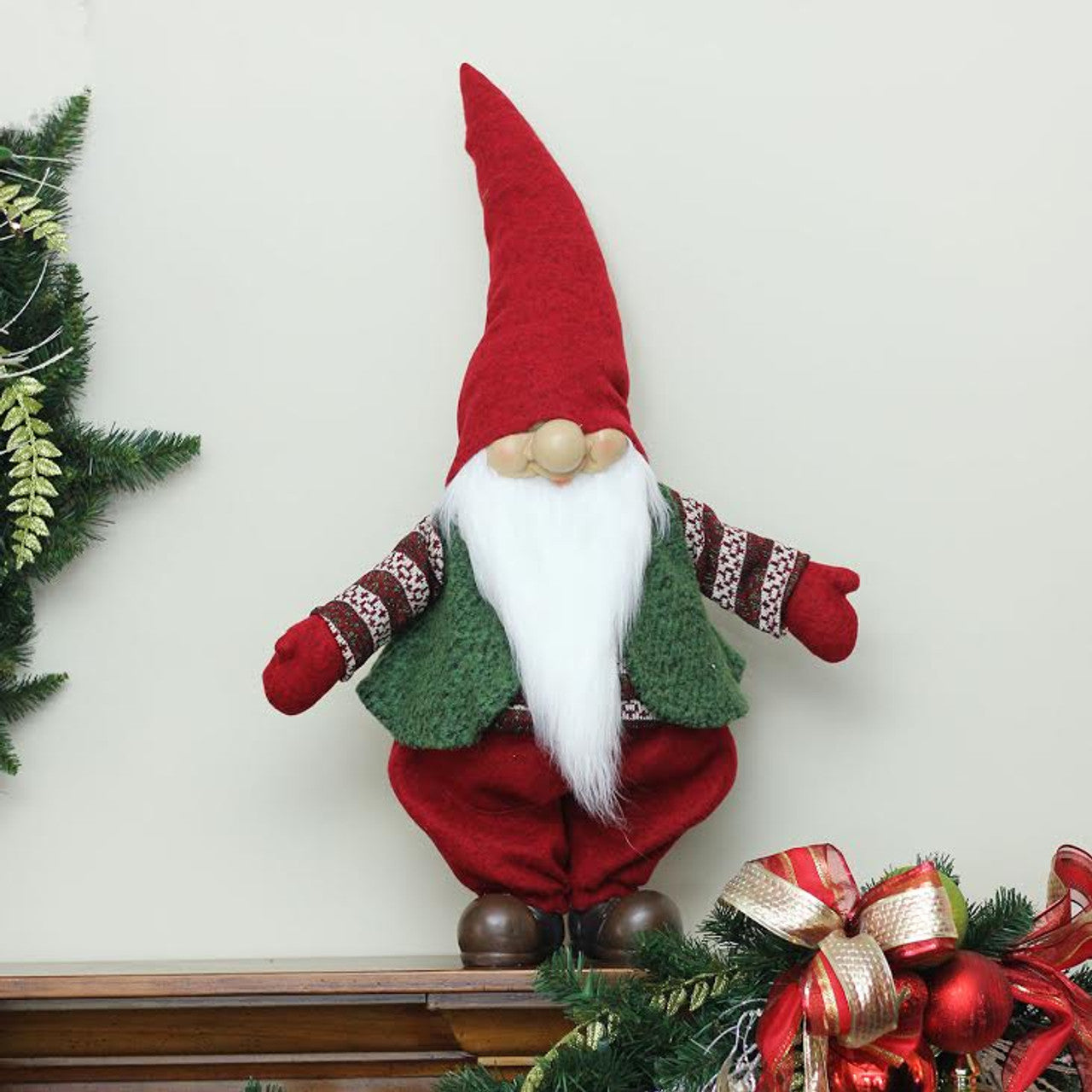 22" Red and White Gnome Christmas Tabletop Decoration